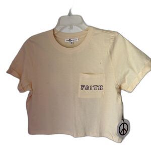 Love Peace & Lazy Days Crewneck FAITH Front Back Graphics Crop T Shirt XS